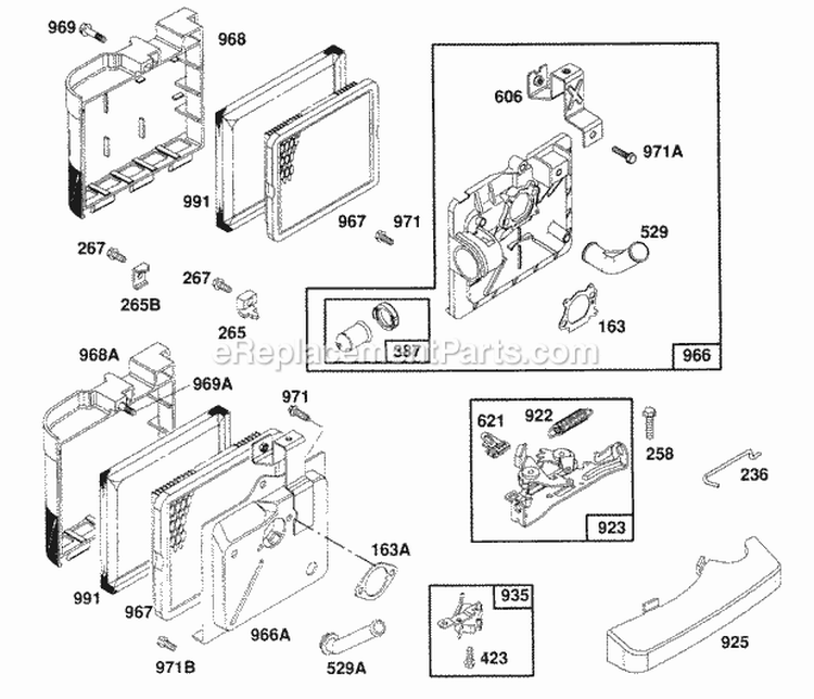 Air Cleaner Groups Brake Diagram and Parts List for 126802-0421-01  Briggs and Stratton Engine